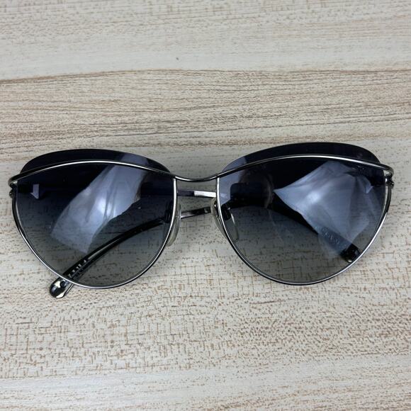 Chanel 4181 Cat Eye Sunglasses Silver Tone Wire Black Aviators Luxury Designer - Picture 6 of 16